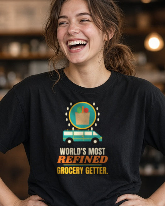 World's Most Refined Grocery Getter Shirt, Funny Minivan Owner Tee, Errand Humor Gift, Mom Dad Car T-Shirt