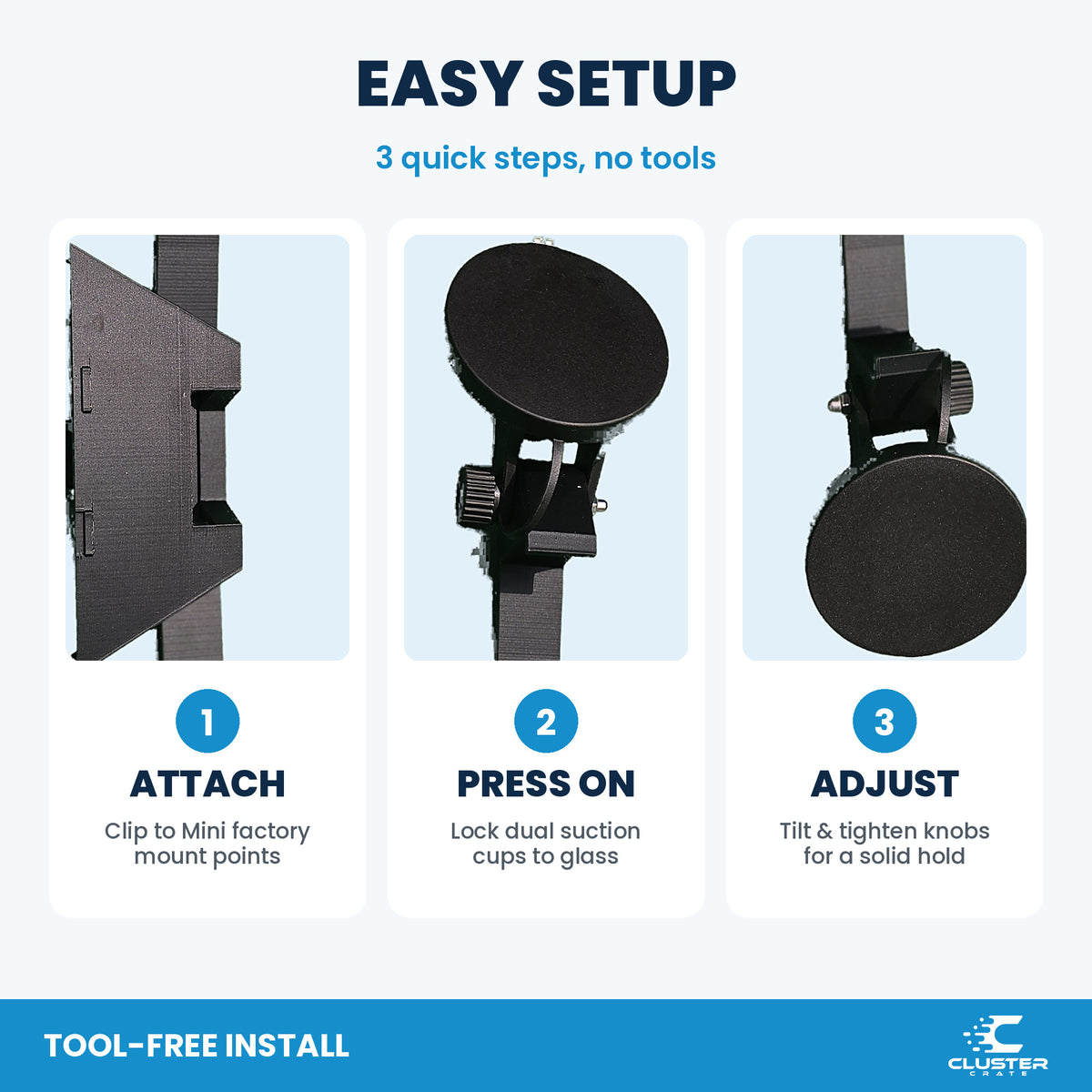 Starlink Mini suction cup mount, black - how to install in 3 tool-free steps