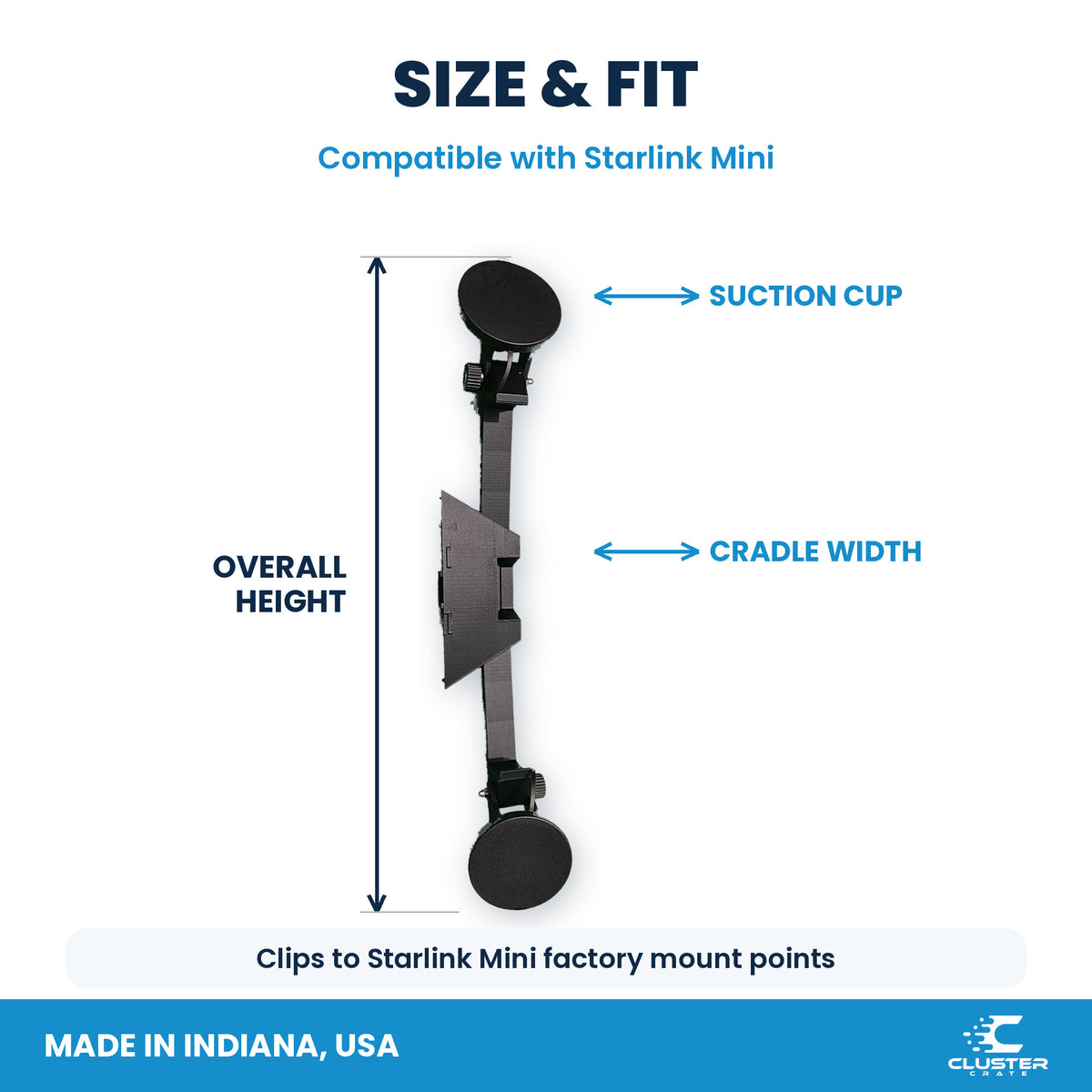Starlink Mini suction cup mount, black - size and fit