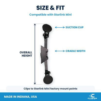 Starlink Mini suction cup mount, black - size and fit