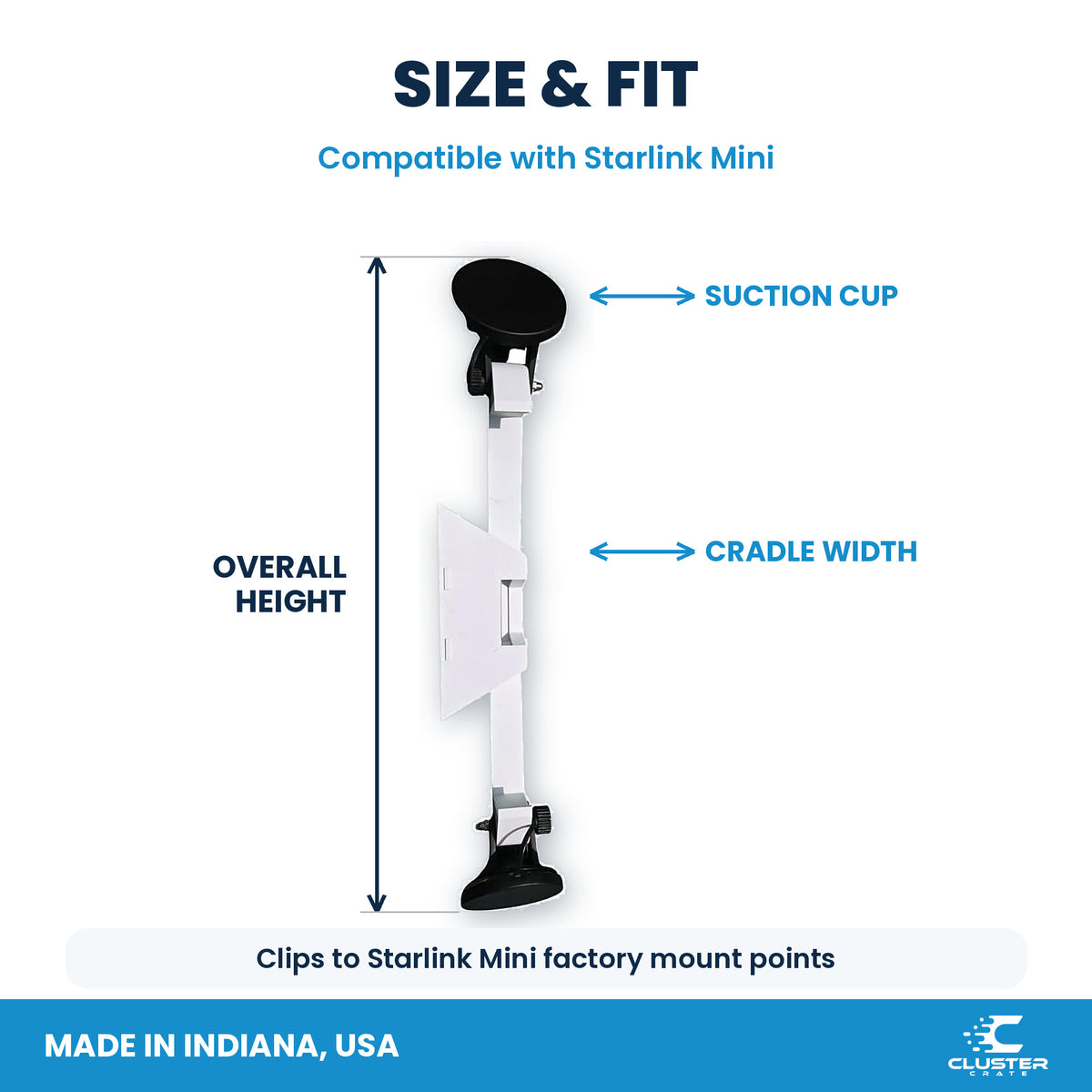 Starlink Mini suction cup mount, white - size and fit