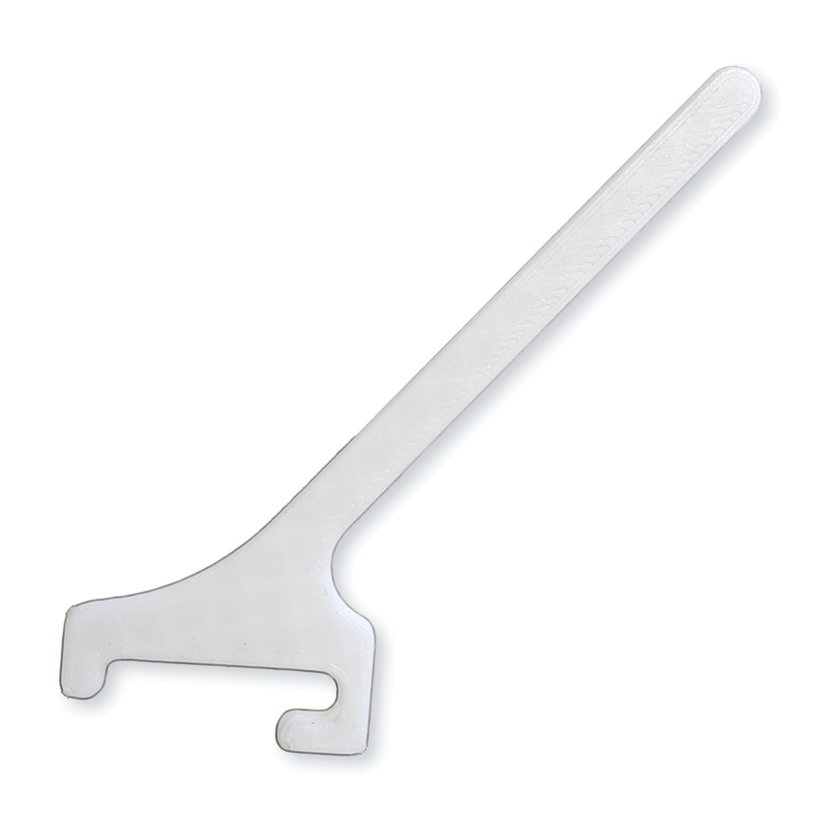 Angled spool mount for IKEA SKADIS pegboard, white - single white hook on a white background