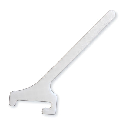 Angled spool mount for IKEA SKADIS pegboard, white - single white hook on a white background
