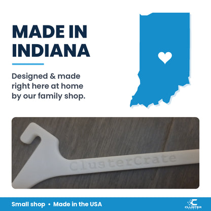 Angled spool mount for IKEA SKADIS pegboard, white - made in Indiana, USA by ClusterCrate, a small family shop